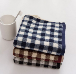 【5014-大气方格深色方巾】纯棉AB纱大气方格男士毛巾定制LOGO